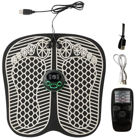 XLSBZ Appareil de massage des pieds EMS avec fonction chauffante, 8 modes et 19 intensités, Tapping, Kneading, Shiatsu Massage, pour douleurs musculaires et relaxation