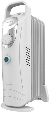 Cecotec Radiador de aceite ReadyWarm 500 Space White. Radiador eléctrico con 5 módulos, bajo consumo de 500 W, sistema de seguridad, ideal para 10 m².