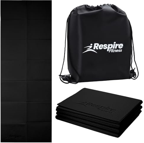 Respire Fitness Leichte faltbare Yogamatte für Reisen – rutschfeste tragbare Gymnastikmatte für Damen und Herren, weich, stützend, 3-lagig, unverzichtbar für Fitness, Training, Pilates, Übung, Workout