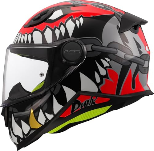 LS2, Casco Moto Integrale Bambino KID PUNK Gloss Grey Red, S