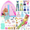 43 Doll Clothes Travel Camping Tent Set Floral Dress Leisure Top Pants Camping Chair Telescope Travel Snacks Pet Toys Accessories shoes or 11.5 Inch Dolls Girls Gift