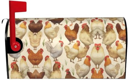 A Brood of Chickens Print Mailbox Cover Durable Oxford Cloth for American Standard & Large Size Mailboxes