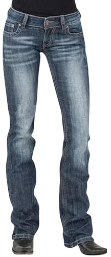 Generisch Jean pour femme Bootcut - Taille basse - Pantalon en denim - Coupe droite - Coupe ajustée - Avec poches - Hippie Y2K Streetwear Mom Stretch - Pantalon de travail confortable - Pantalon en