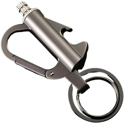 Schlüsselanhänger Feuerzeug, Permanent Match Infinity Feuerzeug mit Multitool-Schlüsselanhänger-Flaschenöffner, Wiederverwendbares Metall-Streichhölzern, Wasserdichtes (Schwarz)