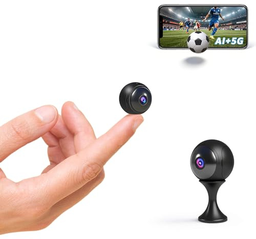 Camera Espion, 4K Mini AI Caméra de Surveillance WiFi (2,4G/5G), Détection Personnes et Animaux, Vision Nocturne HD, Stockage Local & Cloud Sécurisé pour Sécurité Domestique, Garde d'enfant (AB-E1)