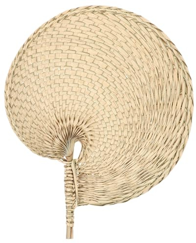 Uonlytech Natural Brown Palm Leaf Woven Summer Fan Handcrafted Portable Decorative Cooling Fan for Home Wall Decoration and Outdoor Use