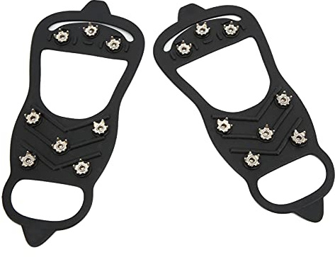 Socobeta 8-tands Stegjärn Ice Shoes Spikes Covers, Slitstarkt Rostfritt Stål Sko Spikes Claw för Anti-halk Effekt - Lämplig för 41-46 Skor (L)