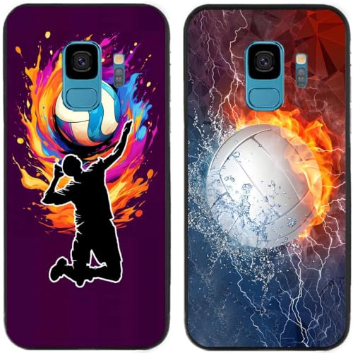 2 st fodral (för Samsung Galaxy S9, volleyboll) | Repfri tryckt TPU-gel tunn baksida telefonskydd