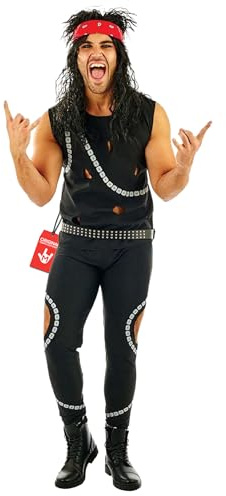Fun Shack Glam Rock Costume for Men - 80s Rockstar Fancy Dress Outfit - Retro 80s Party Attire for Men, X-Large