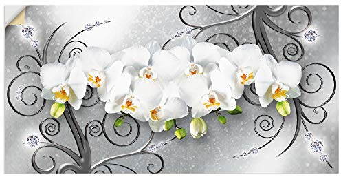 ARTland Wanddeko Wandtattoo selbstklebende Vinylfolie 100x50 cm Querformat Abstrakte Bilder Blumen Blüte Orchideen Kunst Abstrakt Weiß U1QV