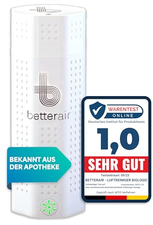 betterair® Luftreiniger Allergiker [LAUTLOS] - inkl. App & Probiotika Flasche - probiotische Reinigung durch Air Purifier bis 50qm bei Pollen & Hausstaubmilben für ERHOLSAMEN SCHLAF