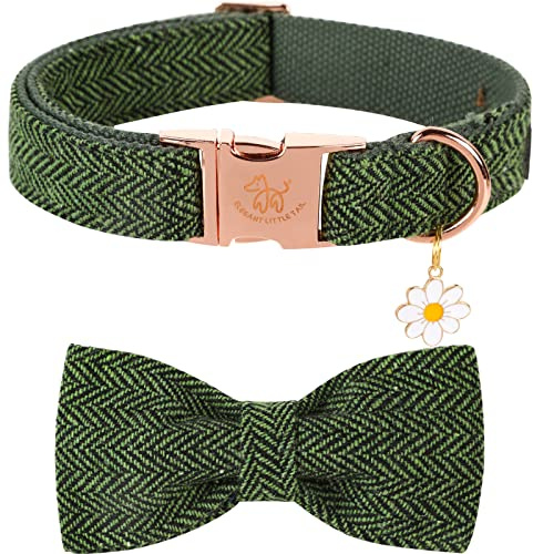 Elegant little tail Jul hundhalsband med rosett – fiskben grön hundkrage båge slitstark fluga halsband för små hundar