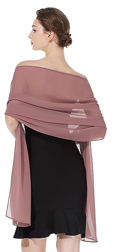 BEAUTELICATE Scialle Stola Donna Elegante Chiffon Coprispalle Sciarpa Estivo per Cerimonia Matrimonio Sposa Festa (Desert Rose - Plus Size, Taglia unica)