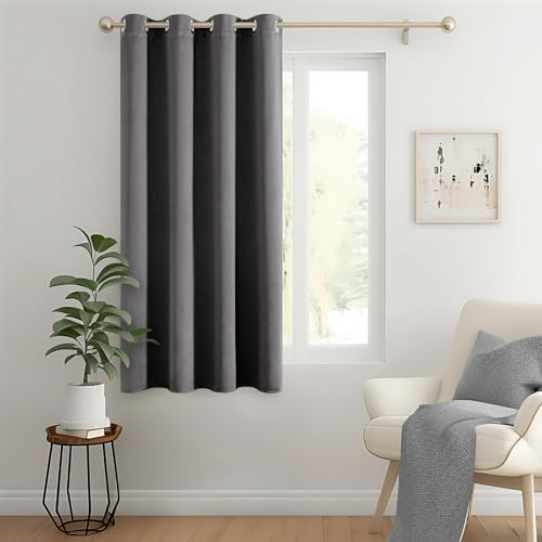 MIULEE Verdunklungsvorhang Grau Blickdichte Vorhänge mit Ösen Thermovorhang Hitzeschutz Türvorhang 1 Stück H 175 x B 140 cm Tür Gardinen Abdunkelnde Wohnzimmer Schlafzimmer Blackout Curtain