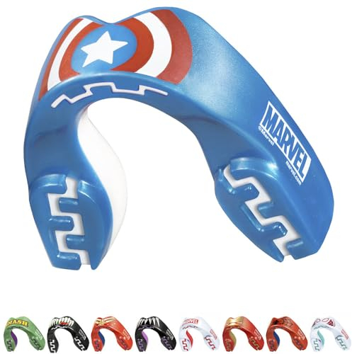 Marvel Captain America Sport Zahnschutz Erwachsene und Kinder Sport Mundschutz Für alle Vollkontakt-Sportarten einschließlich Rugby, MMA, Kampfsport, Kickboxen, Judo, Hockey & Boxe