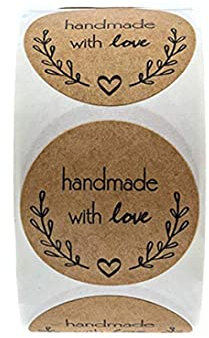 1 Rolle rundes Etikett Geschenkaufkleber selbstklebendes Papierdekor für selbstgemachte Geschenke Backdekoration Etikett handgefertigter Aufkleber