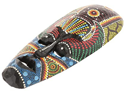 Máscara de madera africana tallada a mano tribal para colgar en la pared, arte popular, 25 cm
