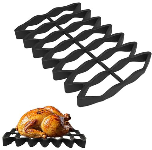 SEABABOO Rôtissoire À Poulet pour Four 23X15X2CM Support De Rôtissage pour Four Support De Poulet Four Rôtissoire De Poulet en Silicone pour Four Ou Grill Accessoires (Noir)