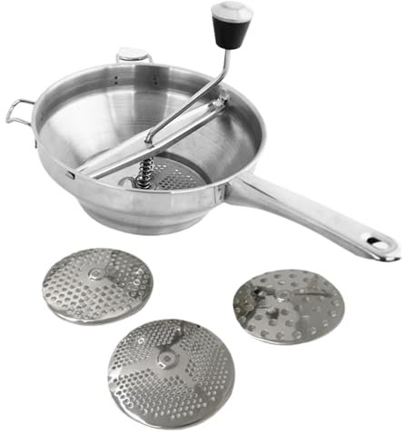 Passaverdure per salsa di pomodoro, passaverdure in acciaio inossidabile - Passaverdure ergonomico 3 dischi tritatutto Tritatutto - Tritatutto da cucina rotativo a manovella per tritatutto per salsa d