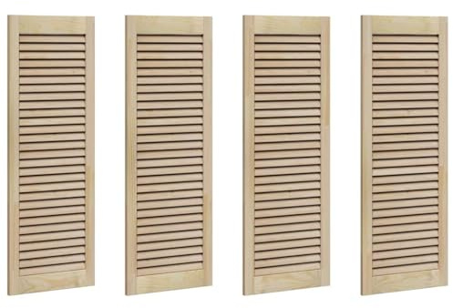 vidaXL Mobile di stoccaggio Rustico Naturale 110 x 39,5 cm in Legno massello di Pino, con Porta a persiana. Finitura Marrone, Set di 4. Assemblaggio richiesto (Serve Un cacciavite). Uso Solo Interno.