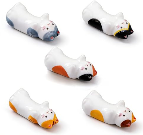 Ceramic cat chopstick holder, knife and fork holder, ceramic ornament, chopstick holder, animal series, tabletop ornament, 5 mischievous and cute cats [begging for a hug]