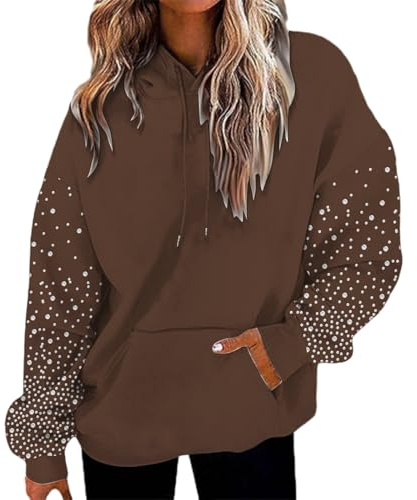 Damtröjor träningströjor damer huvtröjor för kvinnor Storbritannien eleganta damtröjor tröja väder toppar halloween tröja stickad tröja överdimensionerade huvtröjor jumper träningskläder, Kaffe, S