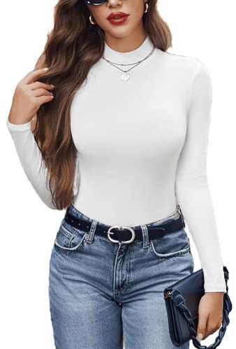 Avidlove Body sexy pour femme body gainant élégant à manches longues et col roulé haut extensible à manches longues tenue basique ajustée haut tendance pour sortir