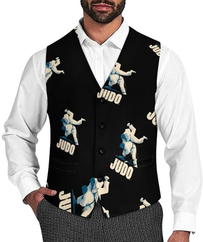 Japanese Judo Judokas Mens Slim Fit Suit Vest Dress Waistcoat Casual Business Vest