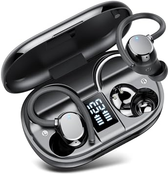 Auriculares Inalámbricos Deportivos, Nuevo Auriculares Bluetooth 5.4 HiFi Estéreo, 128H Cascos Inalambricos Bluetooth con 4 HD Mic Pantalla Dual LED, IPX7 Control Táctil Inalámbricos para iOS/Android