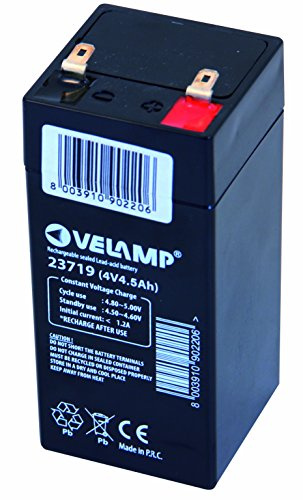 Velamp uppladdningsbart blybatteri 23719, Faston-anslutning, 4 V, 4,5 Ah, svart