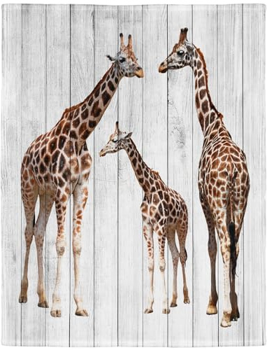 YISUMEI Blanket 150 x 200 cm Soft Flannel Fleece Blanket Throw Giraffe Wood Grain