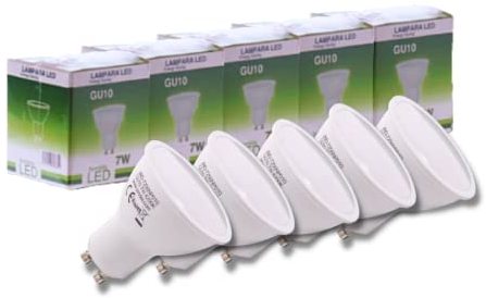 JANDEI - Lot de 5 ampoules LED GU10 7W (équivalent 50W) Blanc froid 6000K, 650 lumens