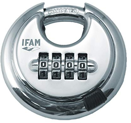 IFAM Candado de Combinación Circular, Modelo Combi, Arco Acero Endurecido, Extra Seguridad, Anticizalla, Protección Contenedores, Arcones, Cajas de Transporte, Mobiliario Urbano
