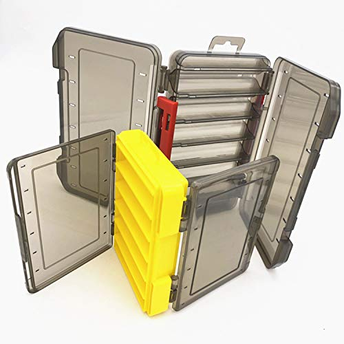 behone 2 Stücke Kunststoff Tackle Box, Haken Köderbehälter, ​Haken fishingtackle Zubehör Aufbewahrungsbox, doppelseitig wasserdicht sichtbar Kunststoff klar Angeln Köder, mit Löchern zum Abfließen