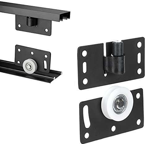 1 Set Guardaroba Mobili Porta Scorrevole Puleggia Rulli, Ruote per Porte Scorrevoli con Ruote Dentate in Nylon Mute, Ruota Metallo Scorrevole Porta Guida Set per Armadi Finestre Vetrine Scarpiere