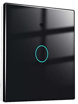 Interruttore Da Parete WiFi, Quadrato 86X86mm, Standard European, WiFi 2.4G + RF 433 Mhz + Touch, Compatibile Con Amazon Alexa e Google Home (Nero, 1 Touch Gang)
