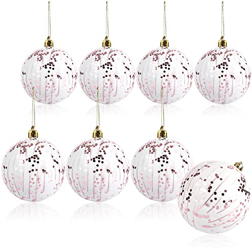 com-four® 8X Weihnachtskugeln, Christbaumkugeln bruchsicher aus Kunststoff für Weihnachten, Baumschmuck für den Christbaum mit Anhänger