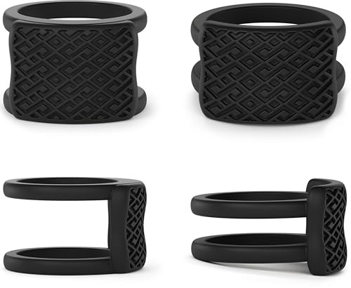 Rinfit 2PCS Ring Protectors for Working Out - Wedding Band Cover - Silicone Ring Guard Set of two: 4mm & 9mm - Patented Design - Black - Size 6