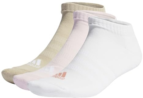 adidas Unisex - Adulto Cushioned Low-Cut Socks 3 Pairs, Clear Pink / White / Wonder Beige, 43-45