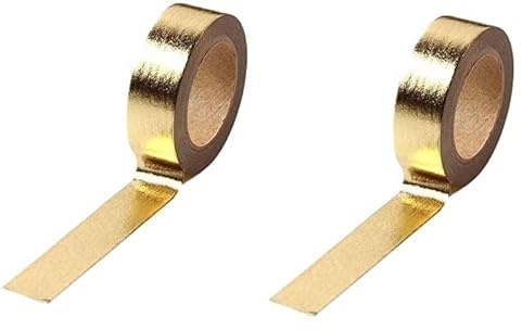 Syntego 2 rollos de papel de aluminio Washi Tape Craft Supplies Tape Scrapbooking DIY Craft Decorativo Foil Washi 5/8 x 393 – 15 mm x 10 m (dorado)