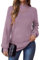 Zeagoo Pullover Damen Elegant Rollkragenpullover Strickpullover Grobstrickpullover Lose Strickpulli Langarm Pulli Oberteile Violett S