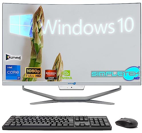 SIMPLETEK - All in One PC mit gebogenem Bildschirm 24 Core i7 | 4GB Nvidia GTX 1650 Grafikkarte | Windows 10 | 16GB RAM SSD 2TB | Ideal für Video-Editing, Gaming, Arbeit