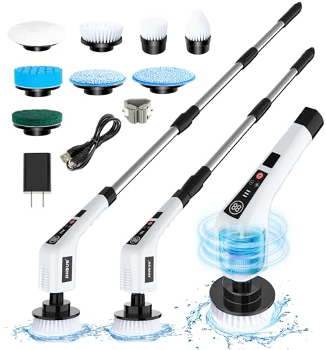 Elektrische Reinigungsbürste, Electric Spin Scrubber mit 8 Bohrbürstenköpfen, 260/360/460 DREI Einstellbare Geschwindigkeiten,25-130CM Verstellbarem Verlängerungs Griff für Bad Küche Auto Fußboden