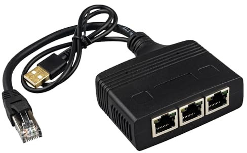 Leehitech 1 to 3 Ethernet Splitter Adapter, 1000Mbps High Speed Gigabit RJ45 LAN Network Adapter for Computer, Hub, Switch, Router, ADSL, Set-top Box, Digital TV