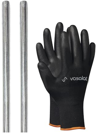 vasalat Tige filetée M16 1000 mm galvanisée, classe de résistance 8,8 – Tige filetée avec filetage extérieur DIN 976 – Barre métallique de qualité supérieure avec filetage – Lot de 2