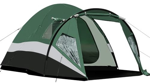 Portal Zelt 4 Personen 180cm Stehehöhe Hoch Camping Kuppelzelt XXL mit Vorraum Seitentür&Fenster 3-4 Saison 3000mm Wasserdicht für Outdoor Festival Familie
