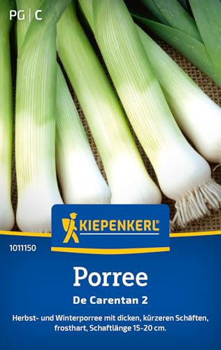 Kiepenkerl Porreesamen De Carentan 2 1011150 - Herbst- und Winterporree - Schaftlänge 15 bis 20 cm - Gemüsesamen, Samen Gemüse, Saatgut, Gemüse Pflanzen
