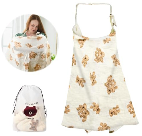 Stillschürze, Stilltuch Babys mit Hartem Ring, Stillschal für Unterwegs, Musselin Stillbezug, Abdeckung für Stillen Baumwolle, Breastfeeding Nursing Cover, Atmungsaktive Stilldecke Still Abdeckung