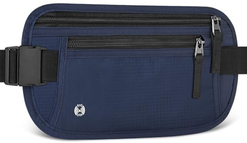 Aucuu Travel Money Belt with RFID Blocking, Ultra-Thin Passport Holder for Travel, Waist Pack Anti Theft, Hidden Travel Wallet Under Clothes to Protect Cash, Credit Cards Passport for Women, Men