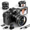 NBD Appareil Photo Numérique 4K 48MP, avec autofocus, Zoom 16x, Vidéo 4K/60fps, Écran IPS 3 180°, WiFi + Lentille Grand Angle/Macro + Carte 32GB + 2 Batteries(Noir Profond)